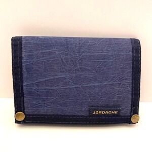 NWOT Vintage Jordache Navy Blue Nylon Trifold Wallet 90s Hook & Loop